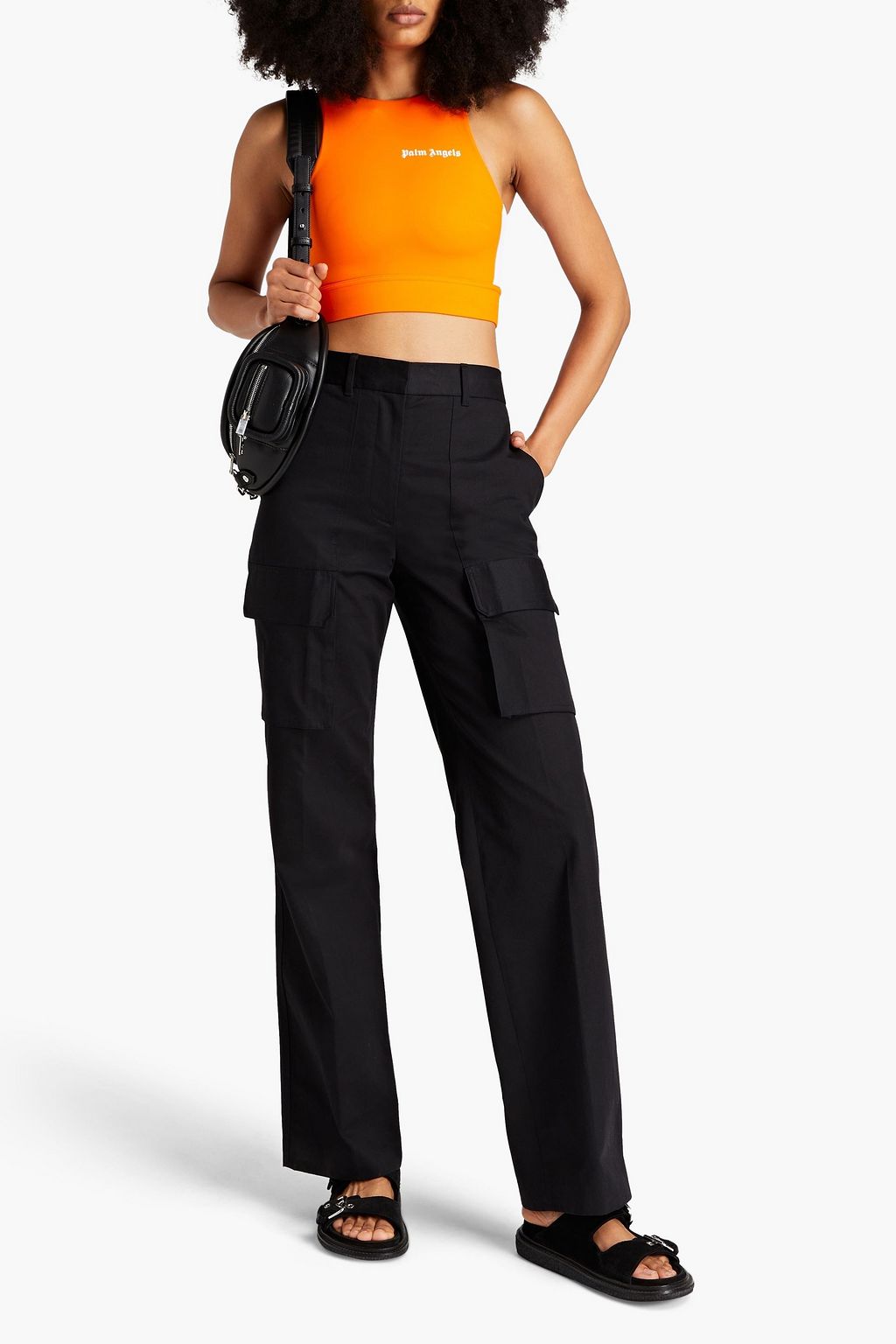 PALM ANGELS ストレッチジャージー クロップドトップス プリント入り