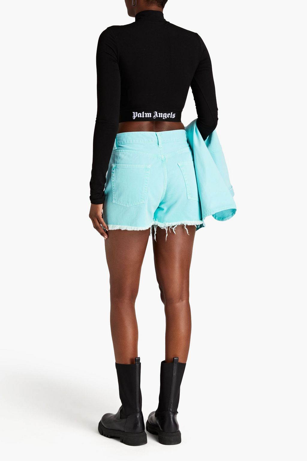 PALM ANGELS デニム ショートパンツ ほつれ加工