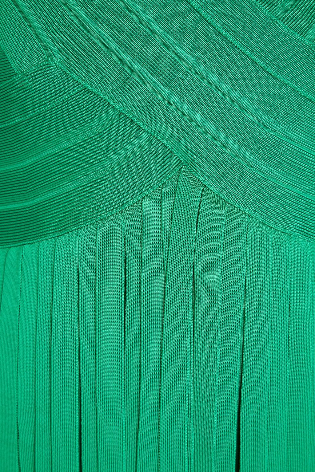 HERVÉ LÉGER Tiered fringed bandage mini dress