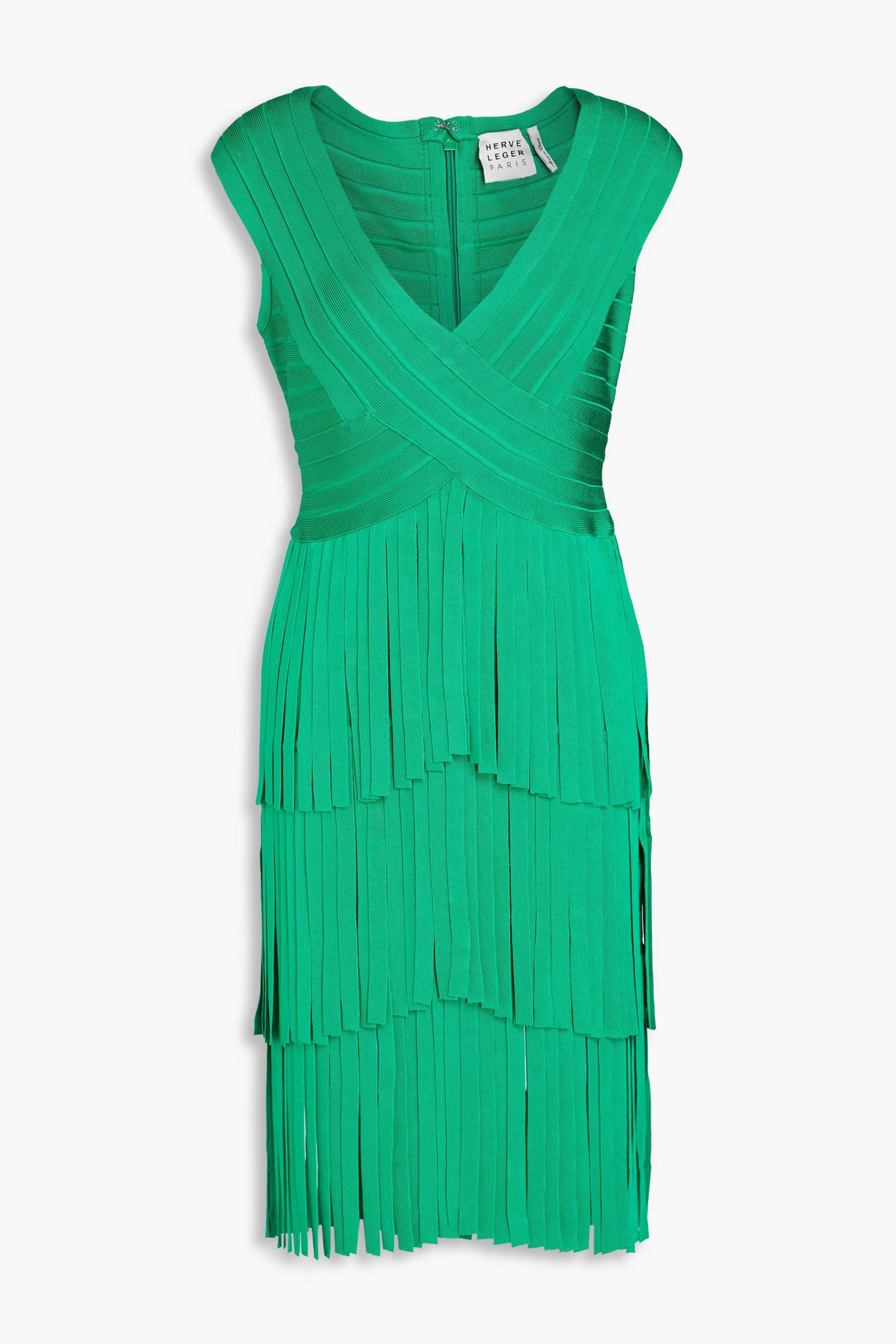 Herve Leger Tiered fringed bandage dress thumbnail