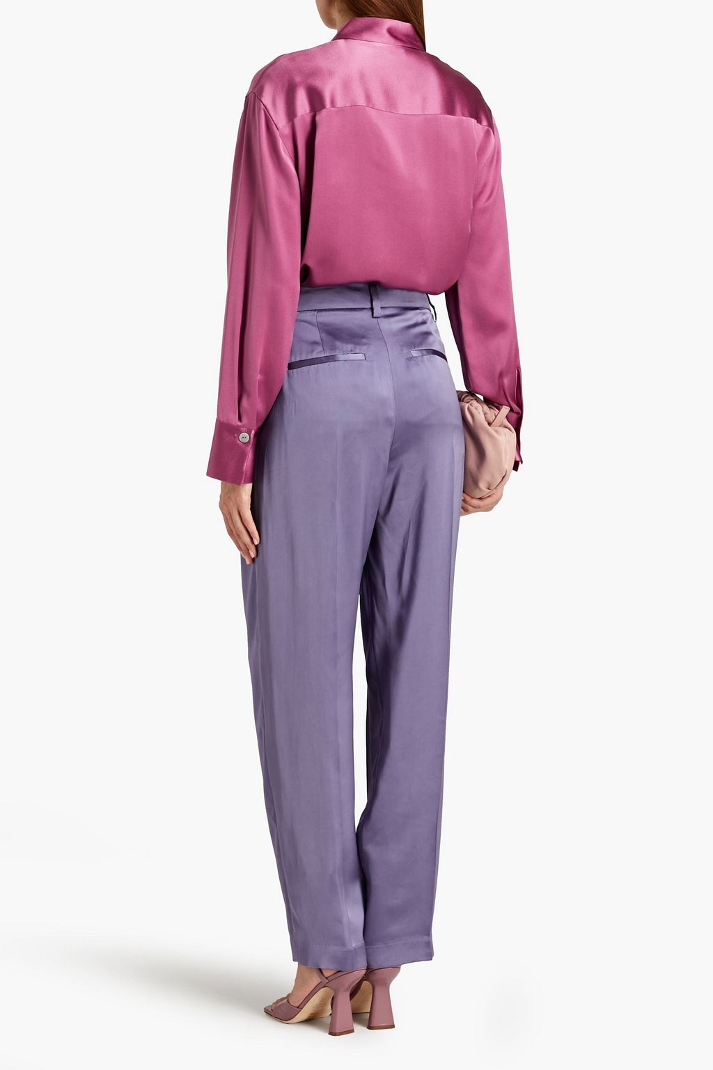 VINCE. Pleated satin straight-leg pants