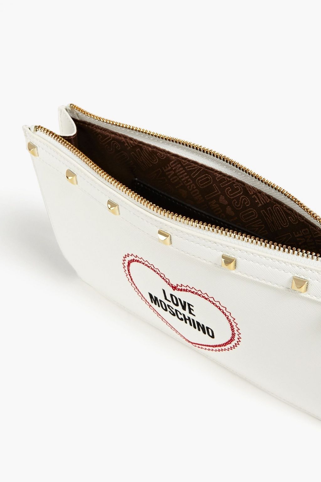 LOVE MOSCHINO Embellished faux textured-leather shoulder bag