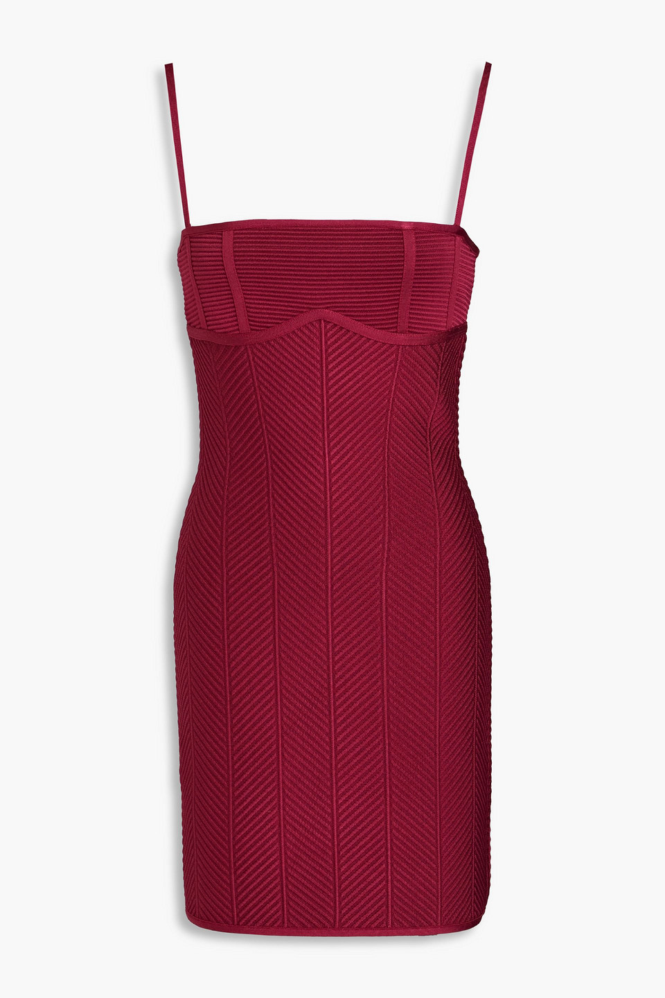 Herve Leger Ottoman Mini Dress In Plum