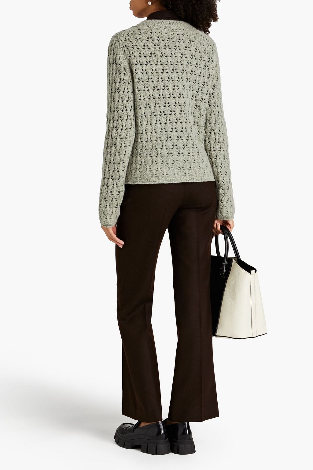 VINCE. Crochet-knit wool and cashmere-blend cardigan