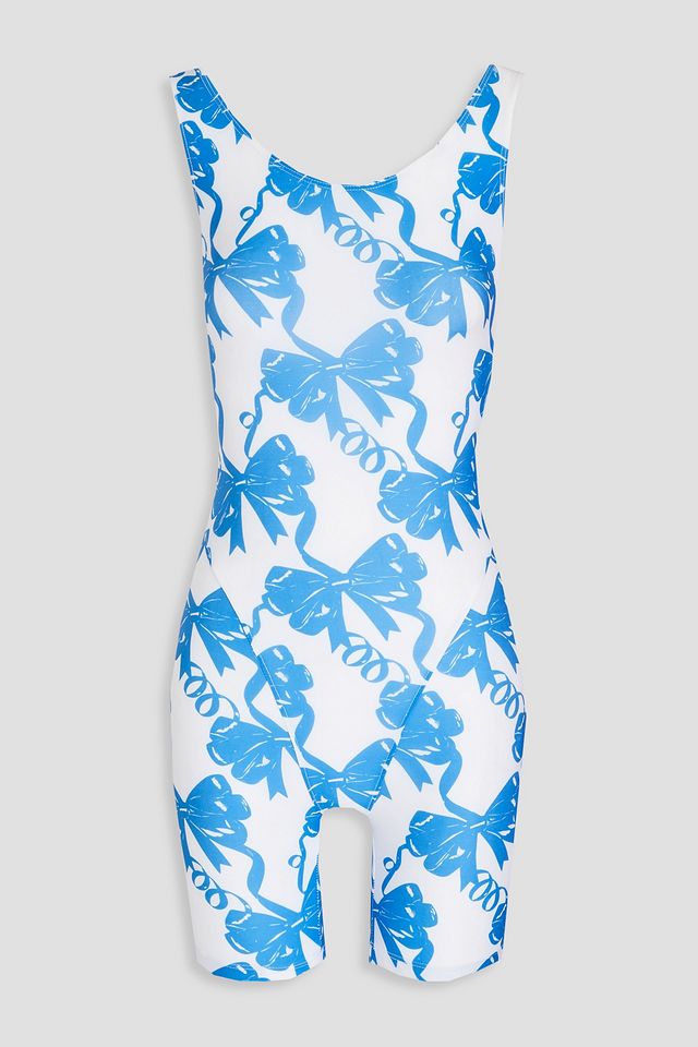 Printed stretch-jersey playsuit