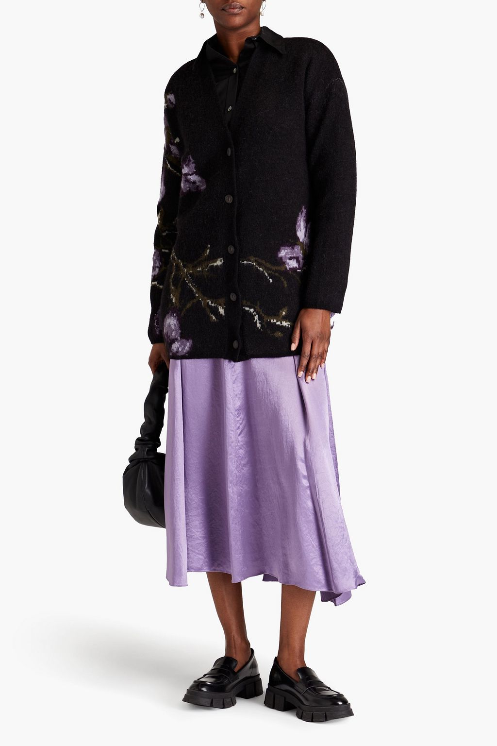 VINCE. Cardigan aus gebürstetem Jacquard-Strick