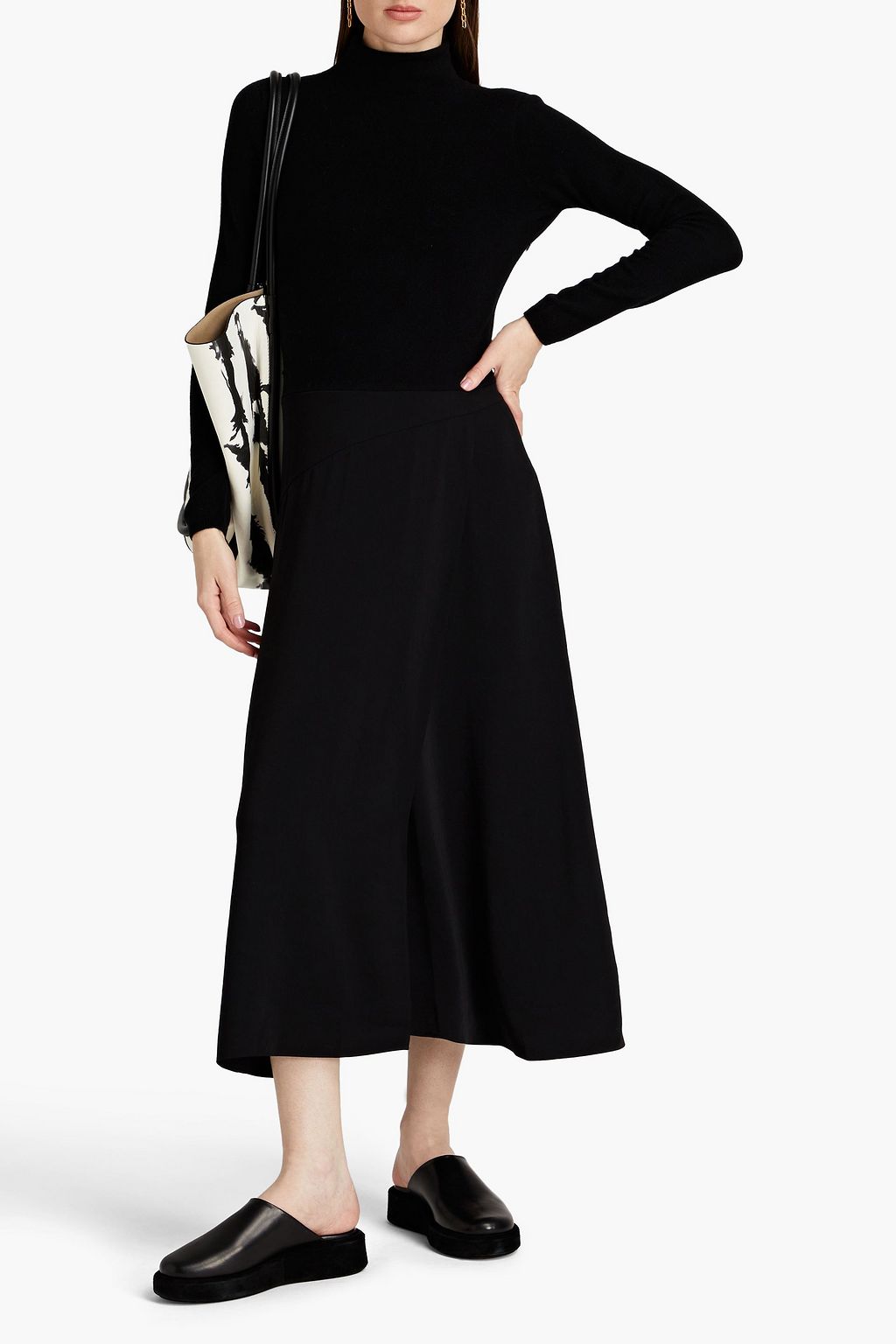 VINCE. Cutout cady-paneled wool and cashmere-blend midi dress | THE OUTNET