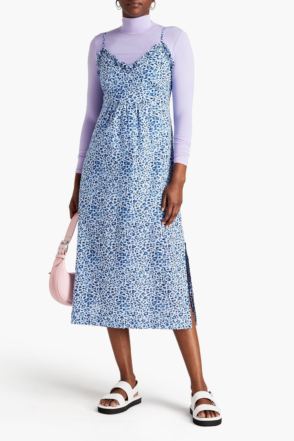 BAUM UND PFERDGARTEN Adianna leopard-print cotton-seersucker midi dress
