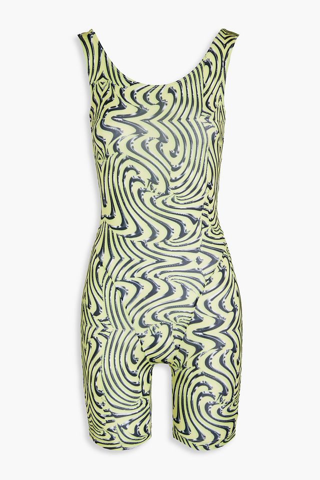 Printed stretch-jersey playsuit