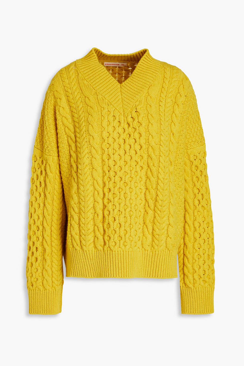 And-daughter Cable-knit Wool Sweater In Yellow