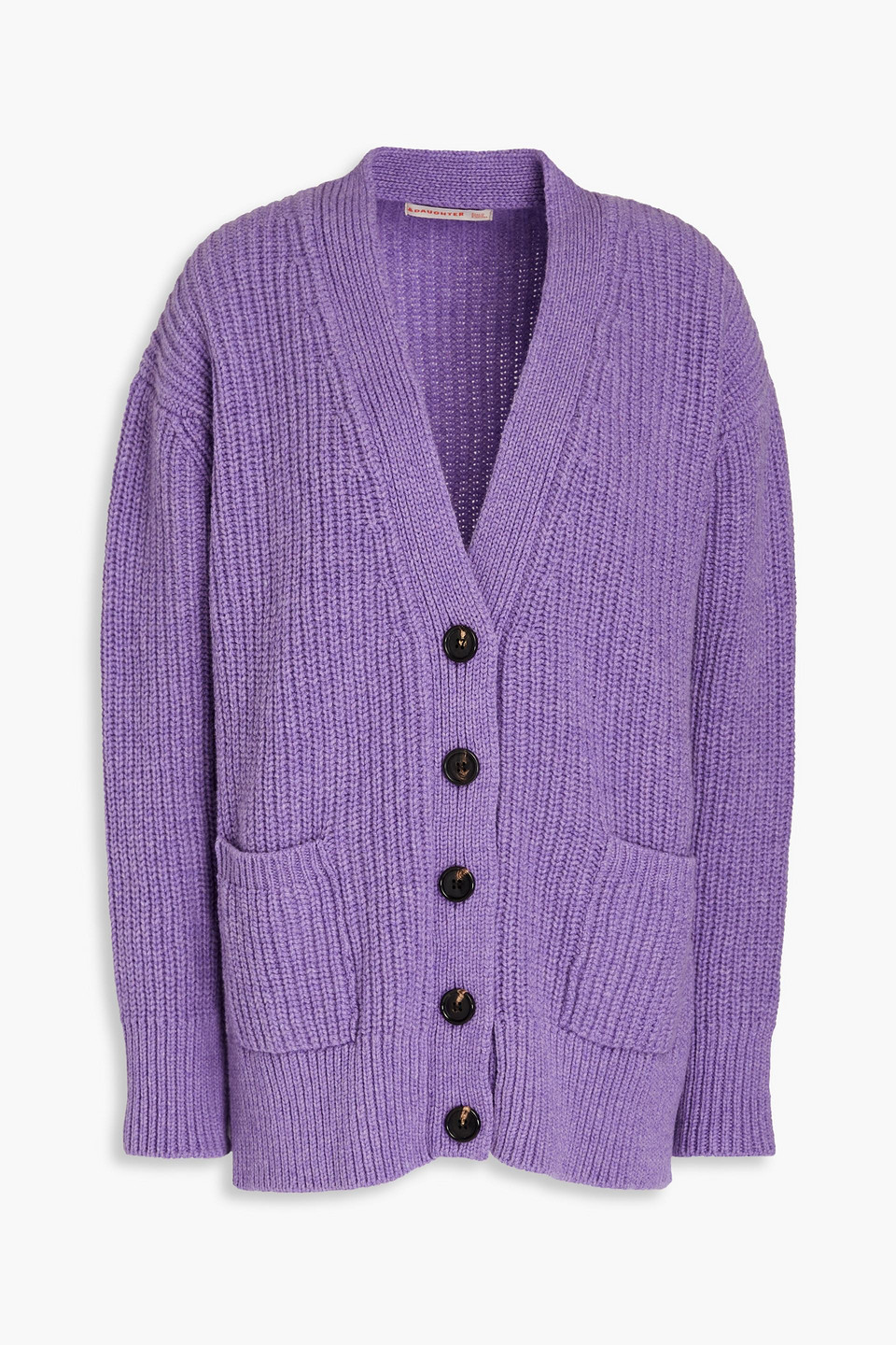 And-daughter Kira Ribbed Wool Cardigan In Lavender