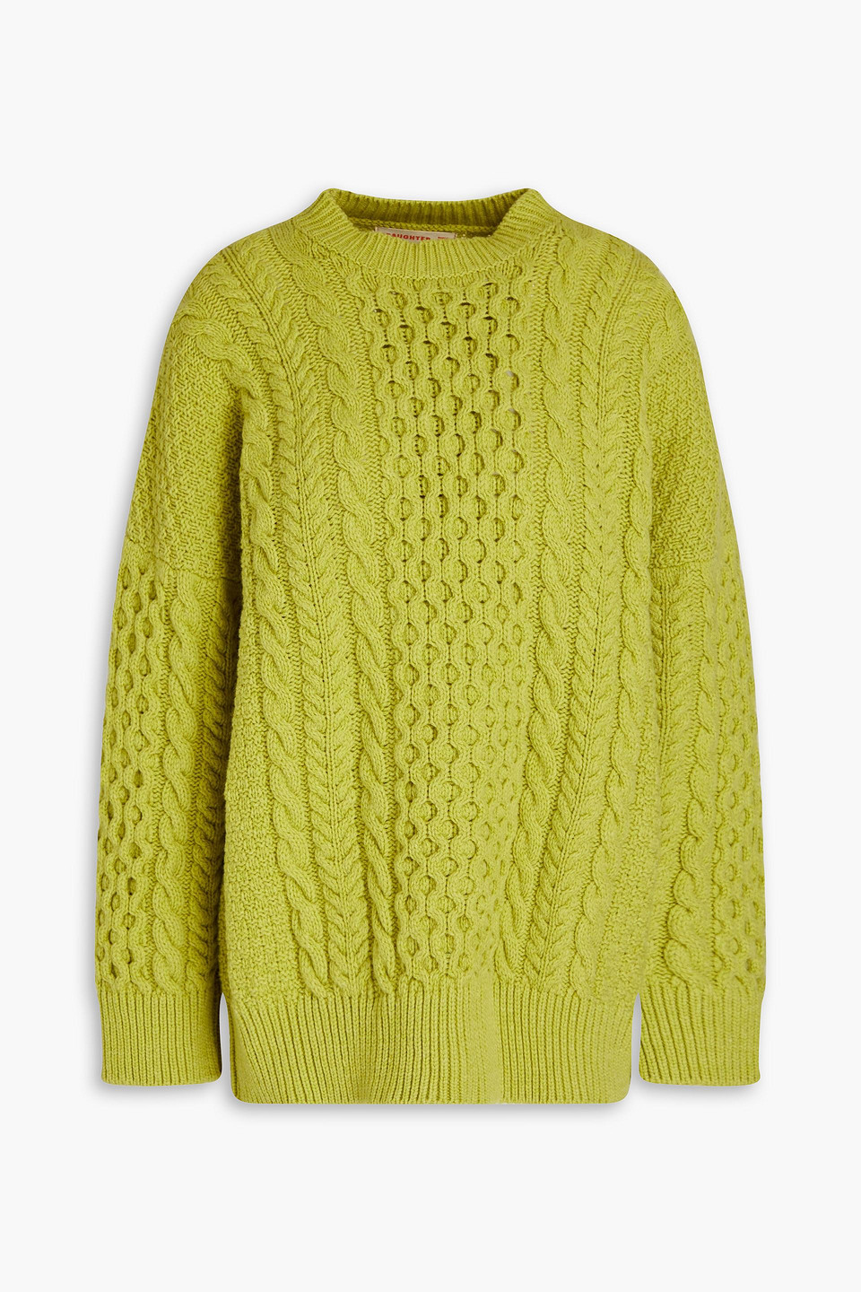 And-daughter Ina Cable-knit Wool Sweater In Lime Green