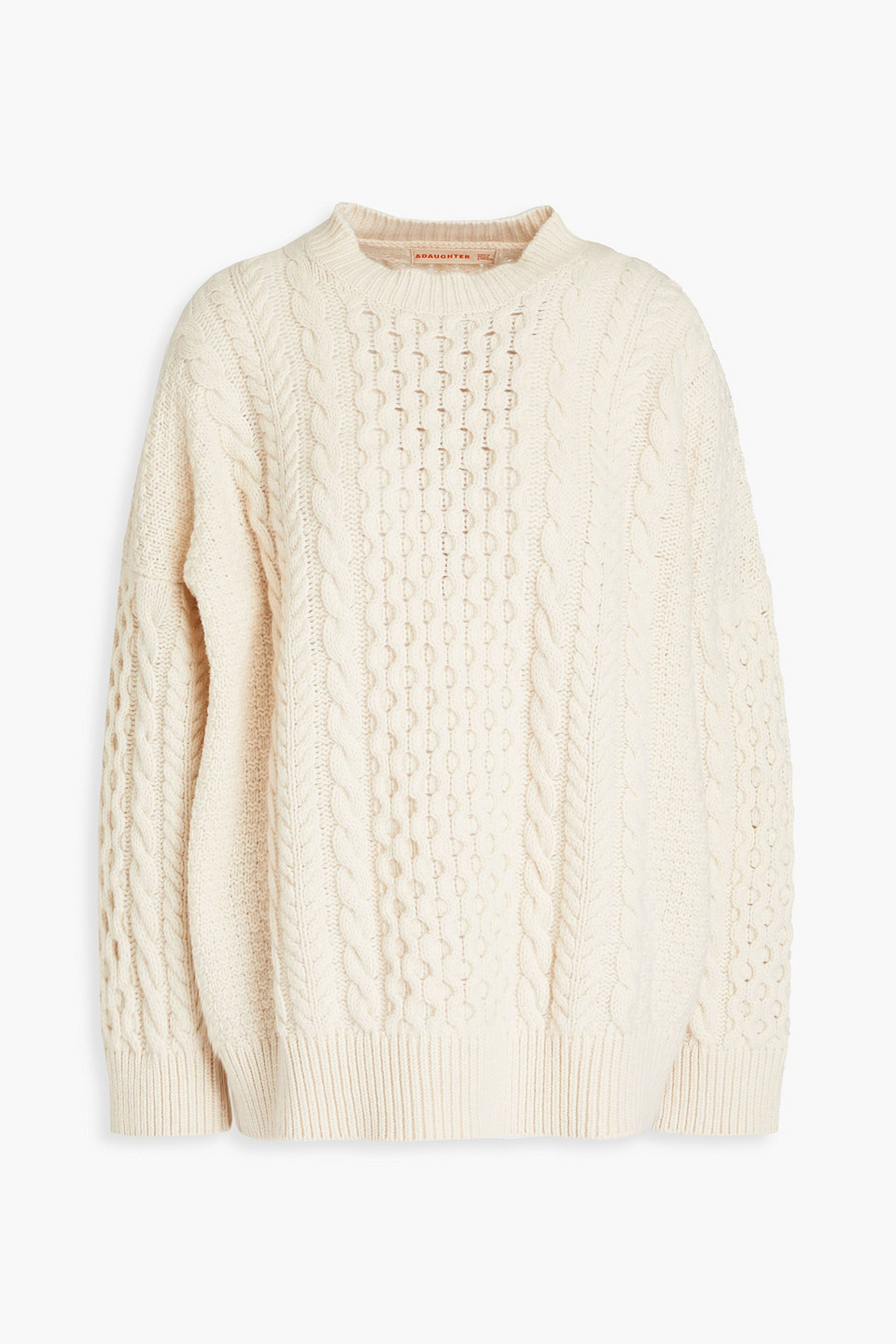 And-daughter Cable-knit Wool Jumper In Ecru