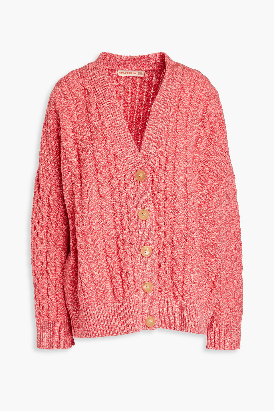 And-daughter Lena Cable-knit Wool Cardigan In Bubblegum