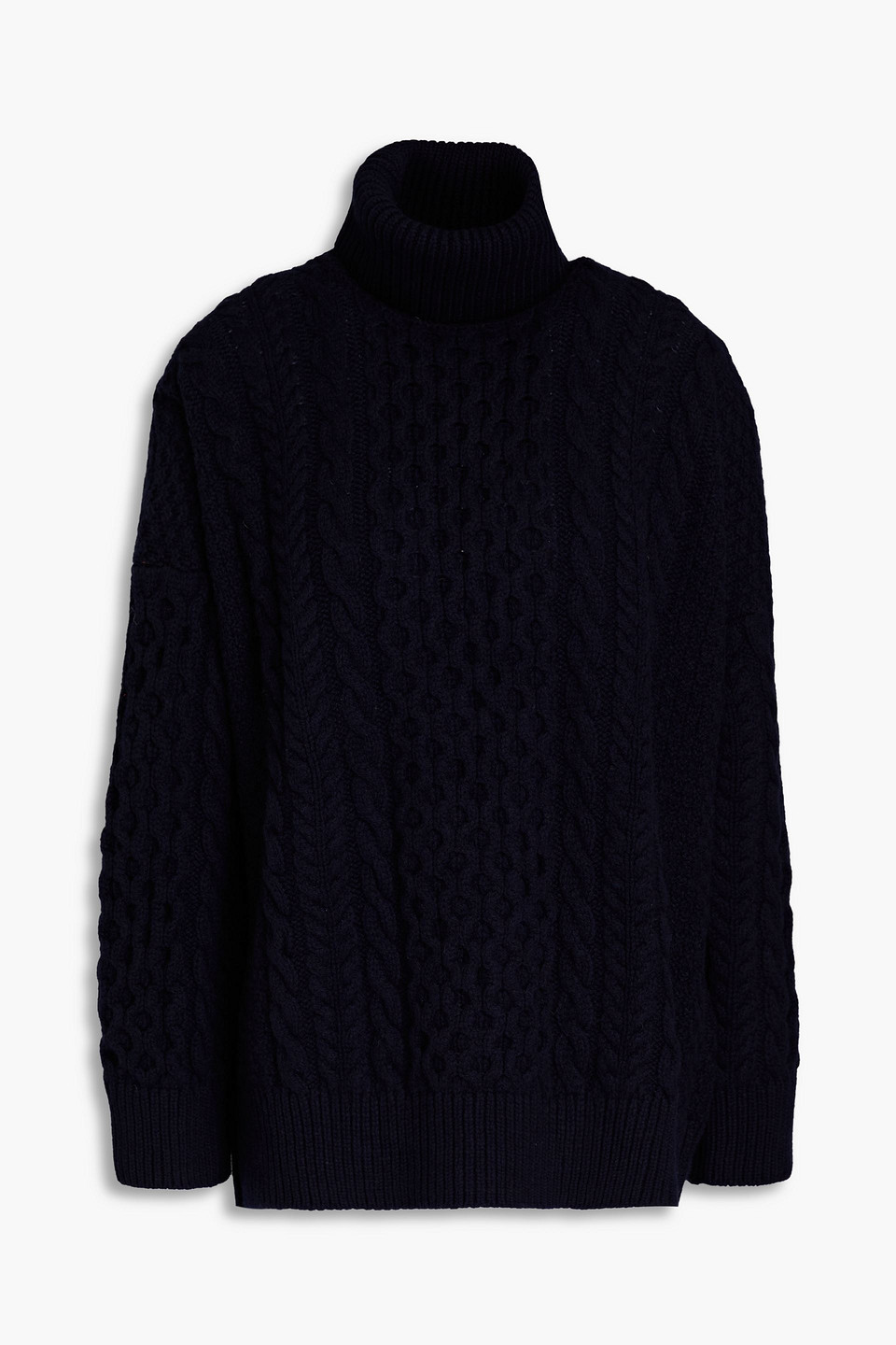 And-daughter Annis Cable-knit Wool Turtleneck Sweater In Navy