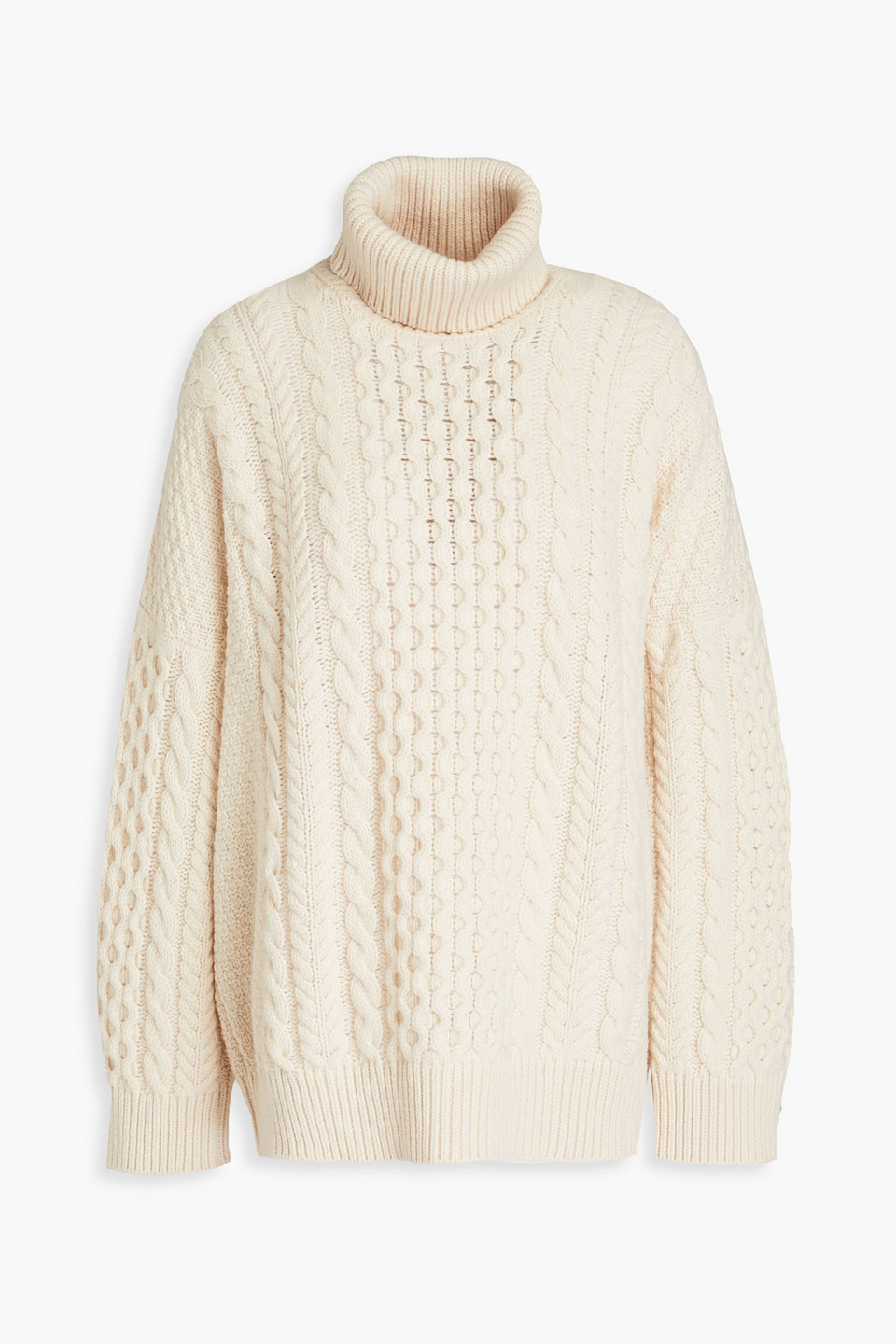 And-daughter Annis Cable-knit Wool Turtleneck Sweater In Ecru