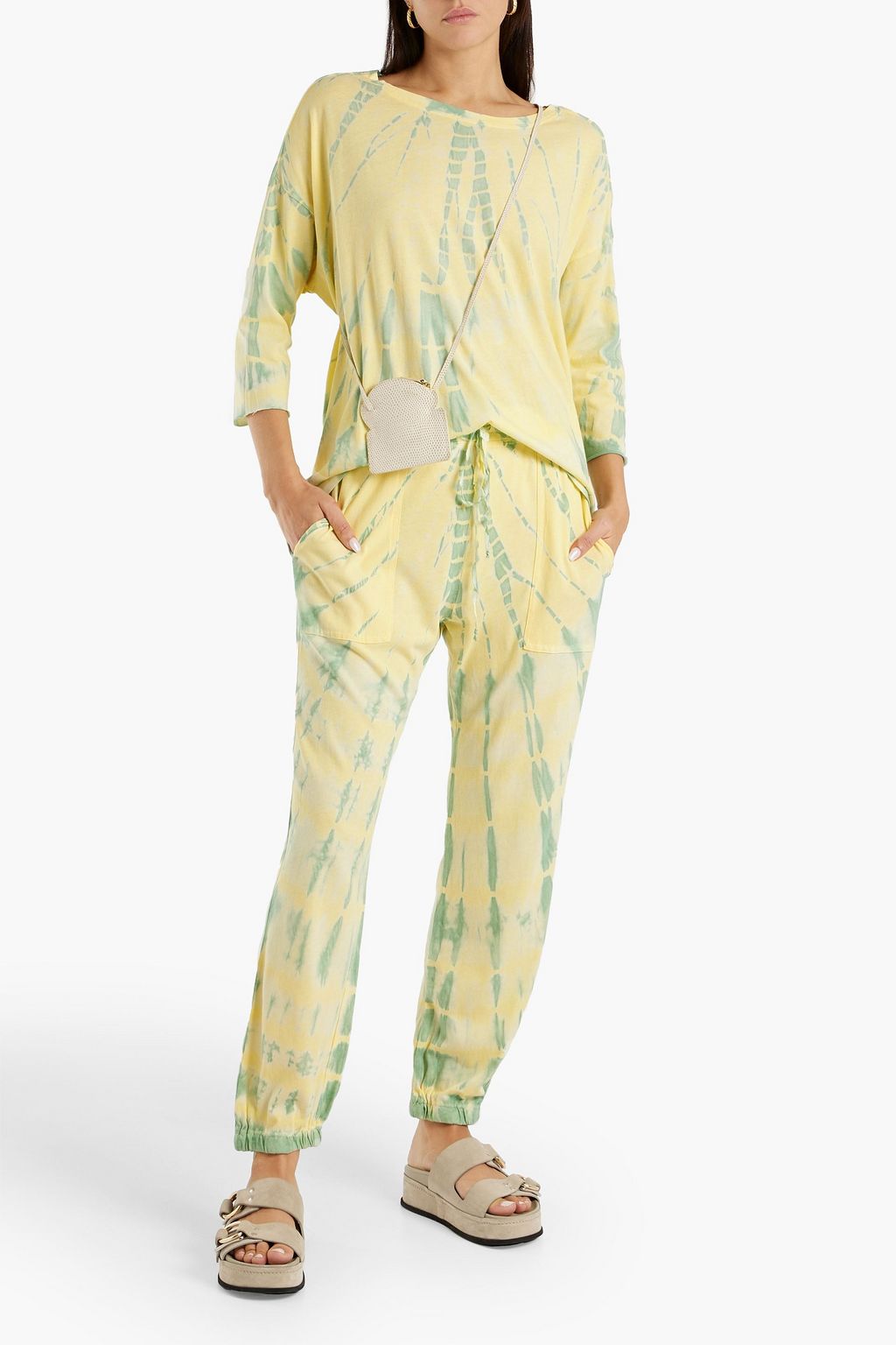 RAQUEL ALLEGRA Tie-dyed cotton-jersey track pants