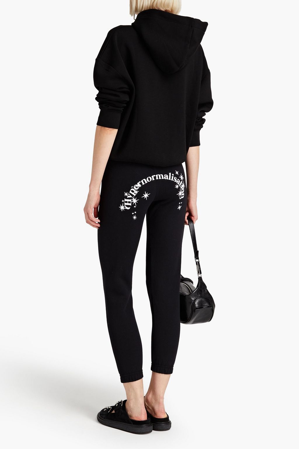 MAISIE WILEN Cropped Track Pants aus Baumwollfleece mit Print