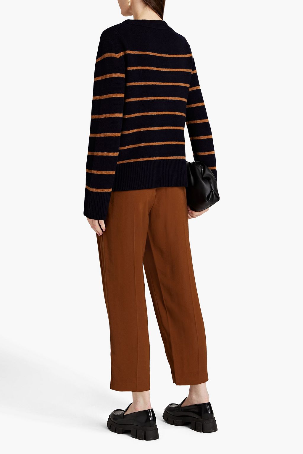 VINCE. Striped wool and cashmere-blend cardigan