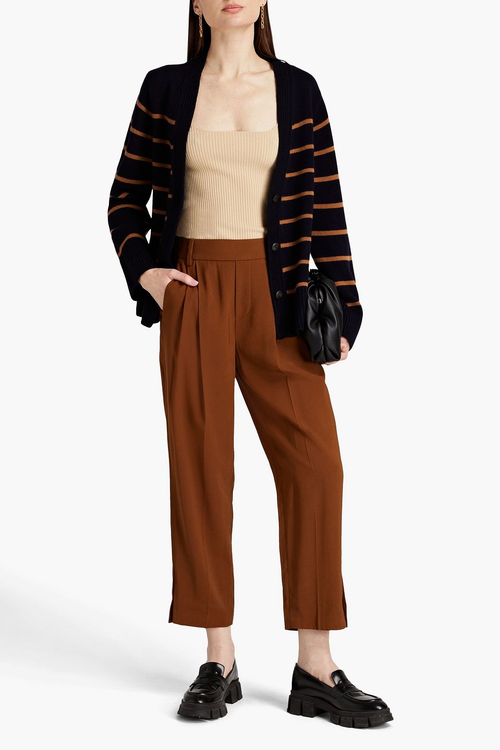 VINCE. Striped wool and cashmere-blend cardigan