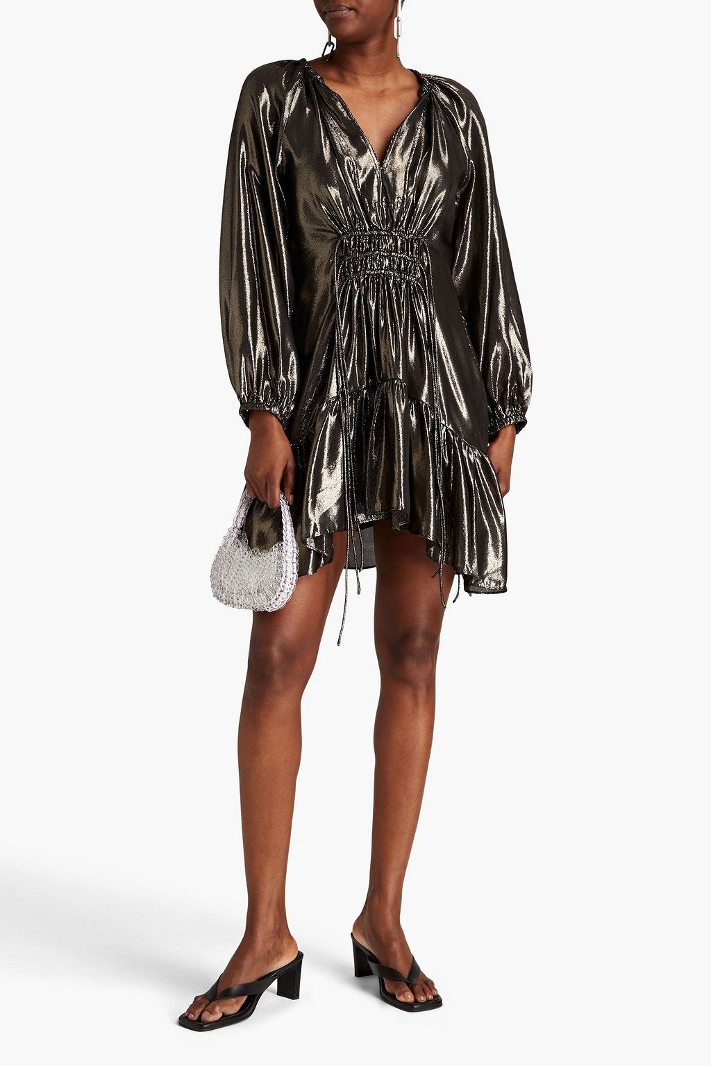 A.L.C. Suri gathered metallic silk-blend mini dress