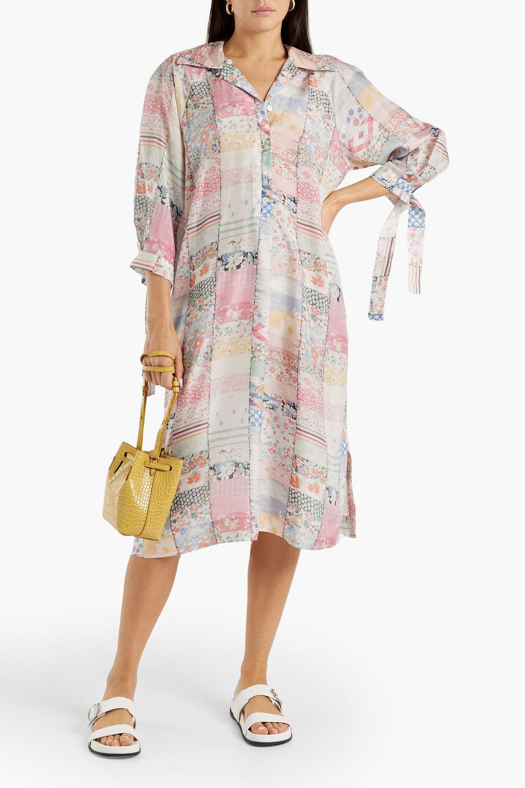 RAQUEL ALLEGRA Printed silk crepe de chine shirt dress