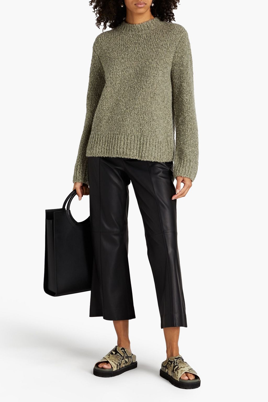 VINCE. Bouclé-knit merino wool, silk and cashmere-blend sweater