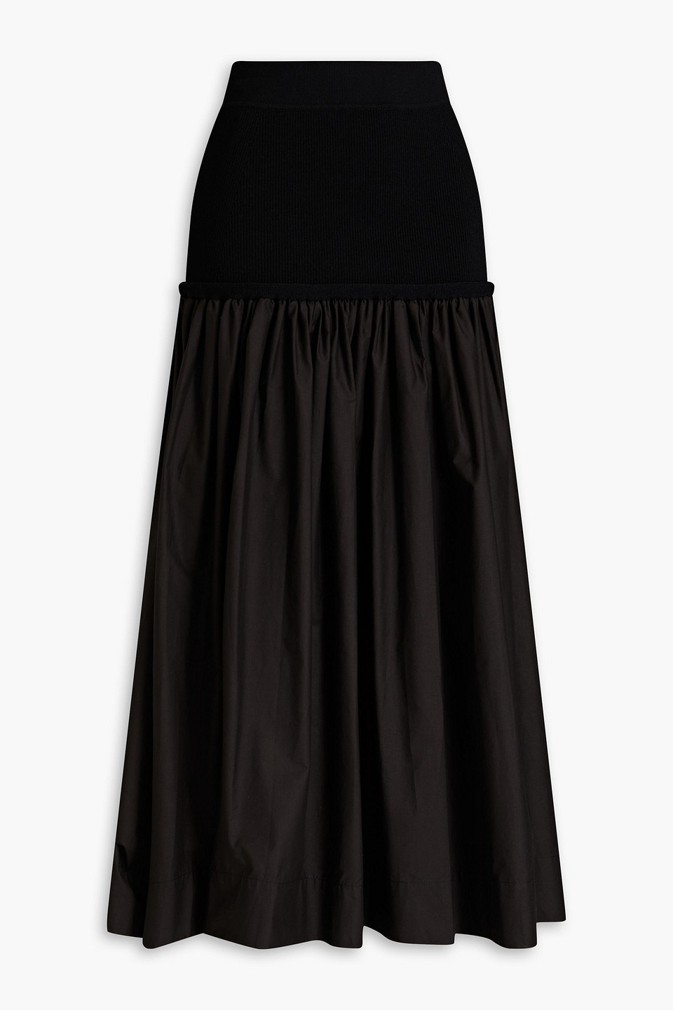 A.l.c Marlowe Knit-paneled Cotton-poplin Midi Skirt In Black