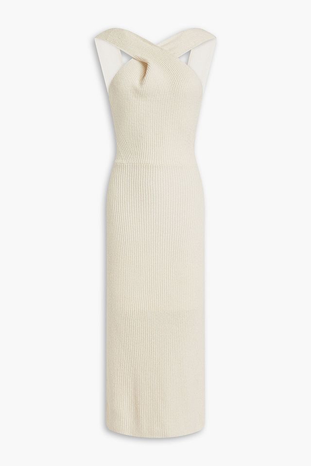 Caleb ribbed cotton-blend midi dress