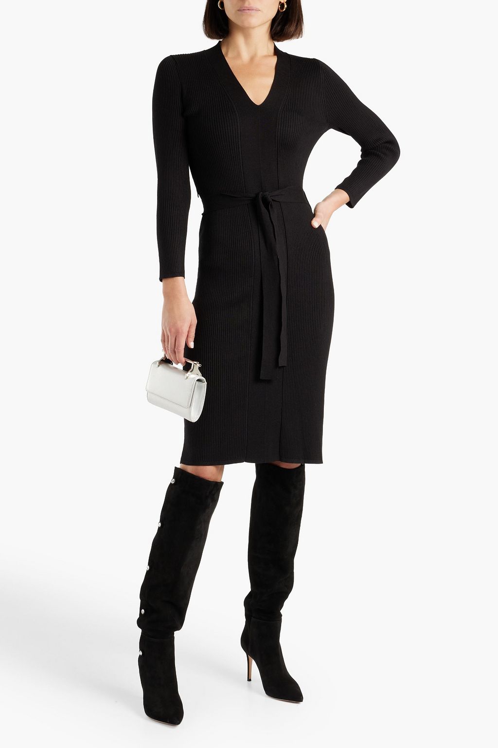 DKNY Belted ribbedknit dress THE