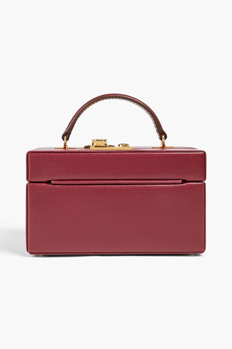 Mark Cross 1845 Mini Trunk Textured-leather Tote In Burgundy