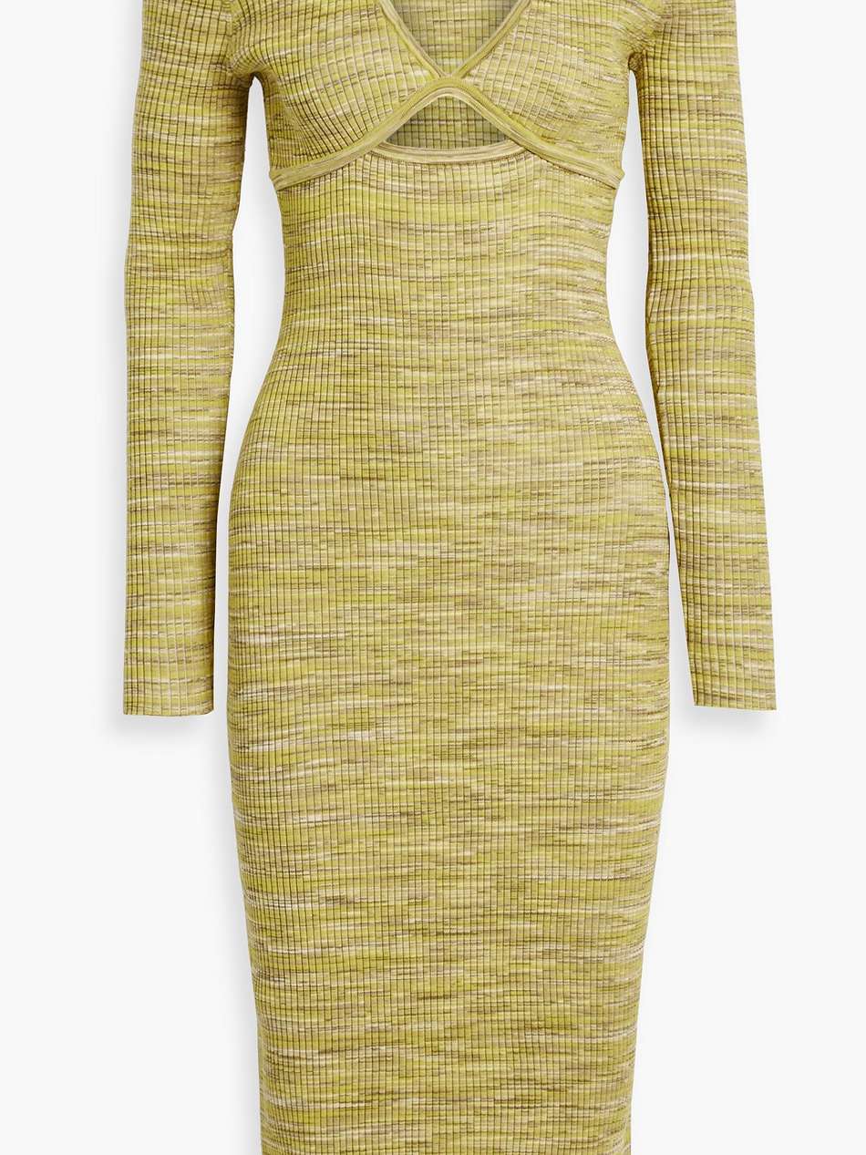 geovana cutout marled ribbed-knit midi dress