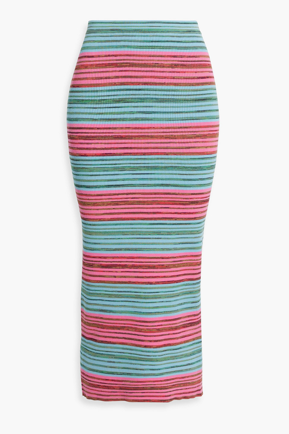 Shop Derek Lam 10 Crosby Riviera Striped Ribbed Cotton-blend Midi Skirt In Multicolor