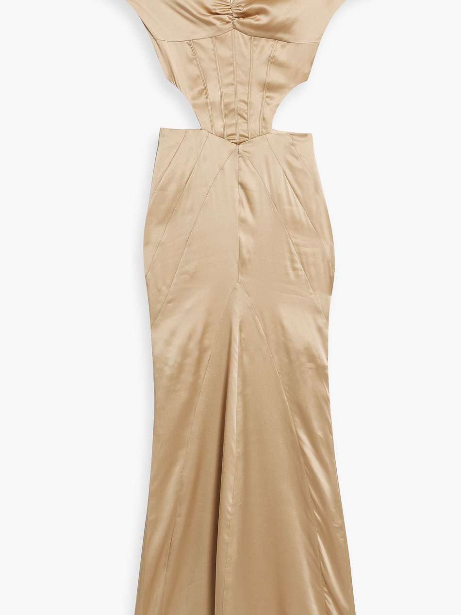 off-the-shoulder cutout silk-blend gown