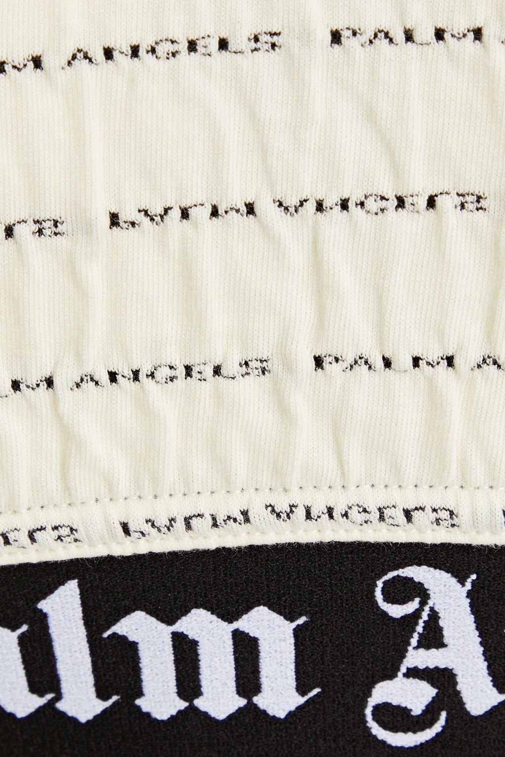 PALM ANGELS コットン混ジャージー クロップドTシャツ シャーリング&プリント入り