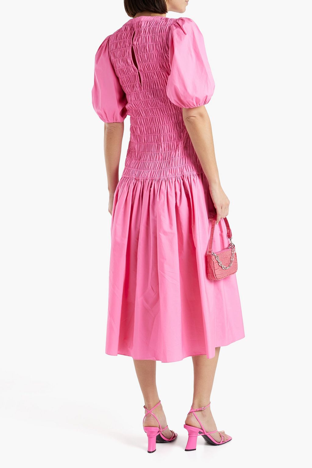 DEREK LAM 10 CROSBY Shirred cotton-poplin midi dress