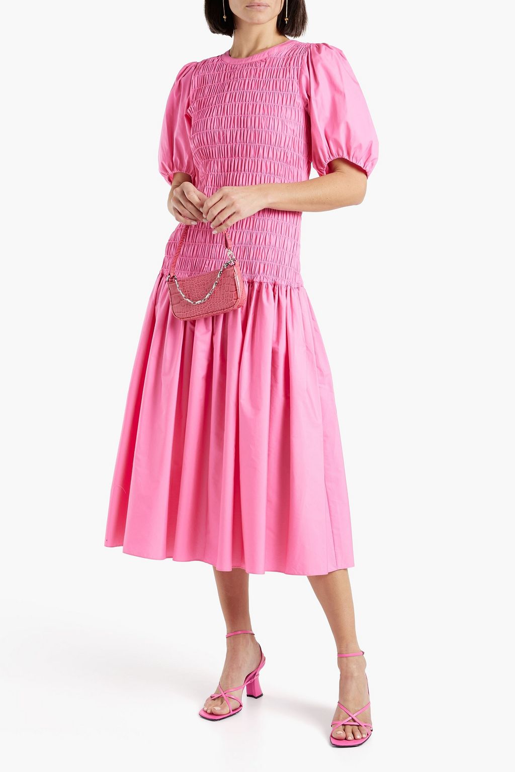 DEREK LAM 10 CROSBY Shirred cotton-poplin midi dress
