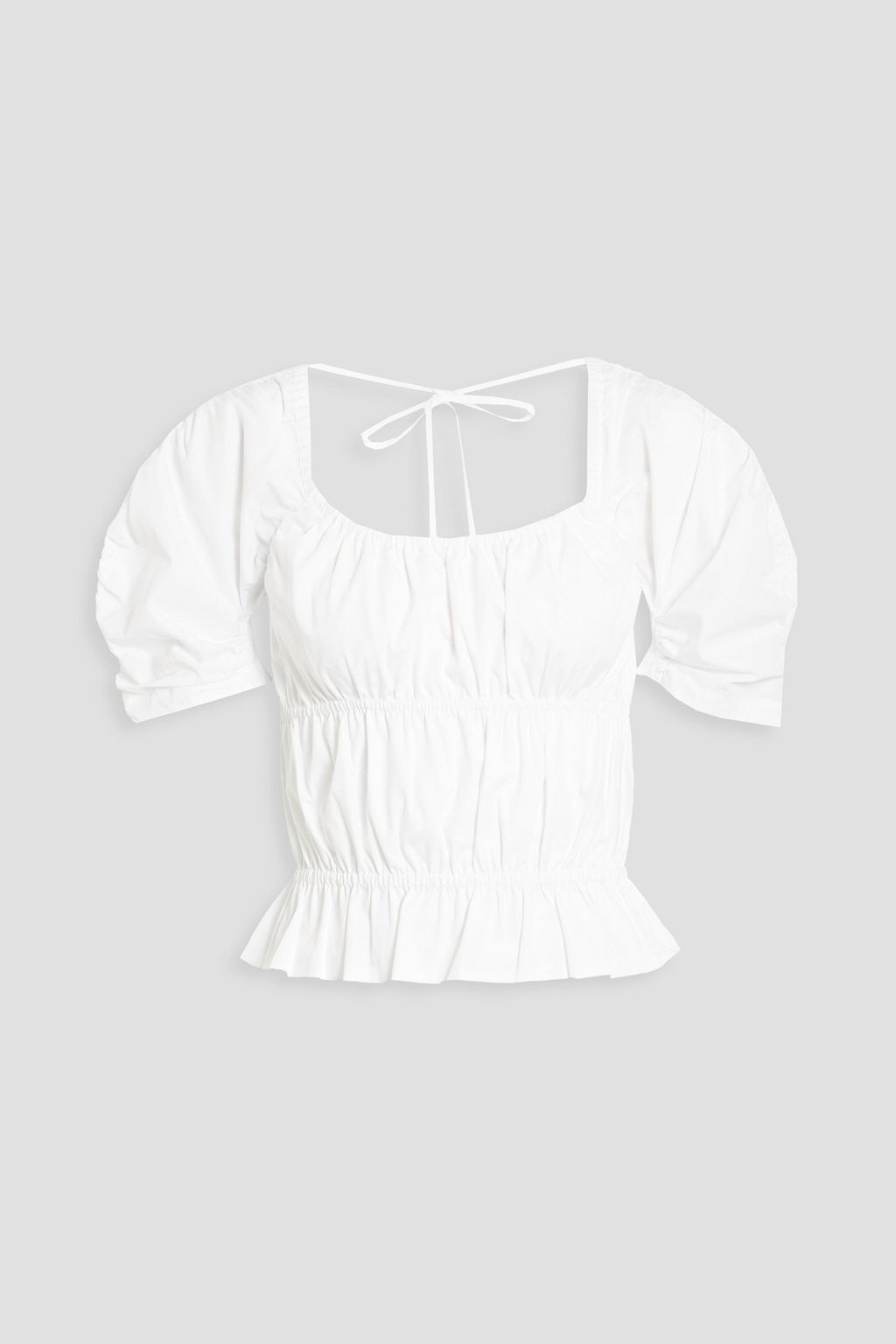 Derek Lam 10 Crosby - Austin Smocked Top Blouse in Optic White