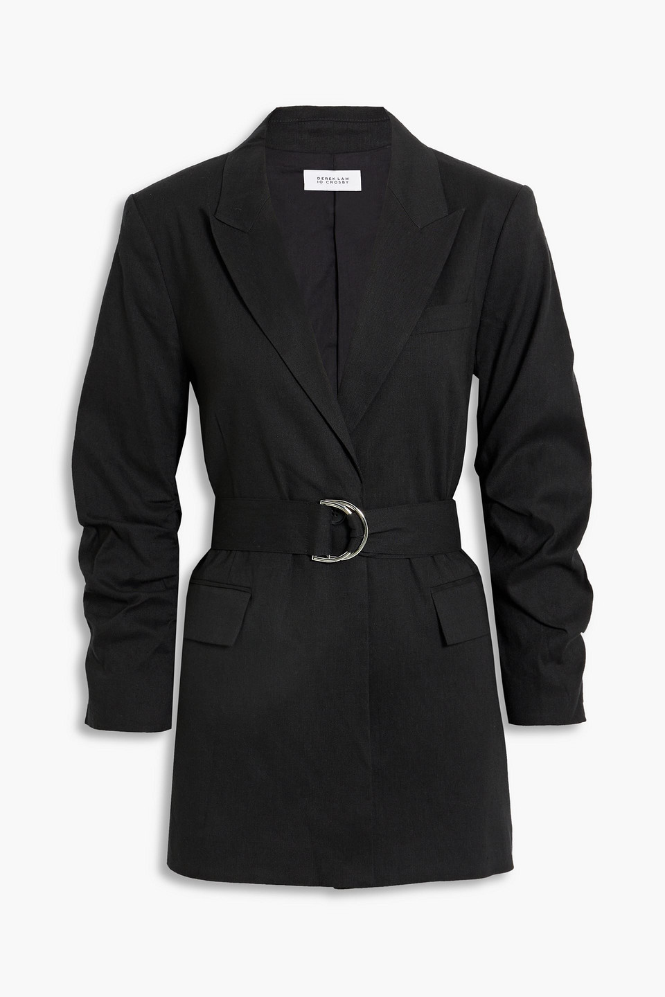 Derek Lam 10 Crosby Harrison Belted Linen-blend Blazer In Black