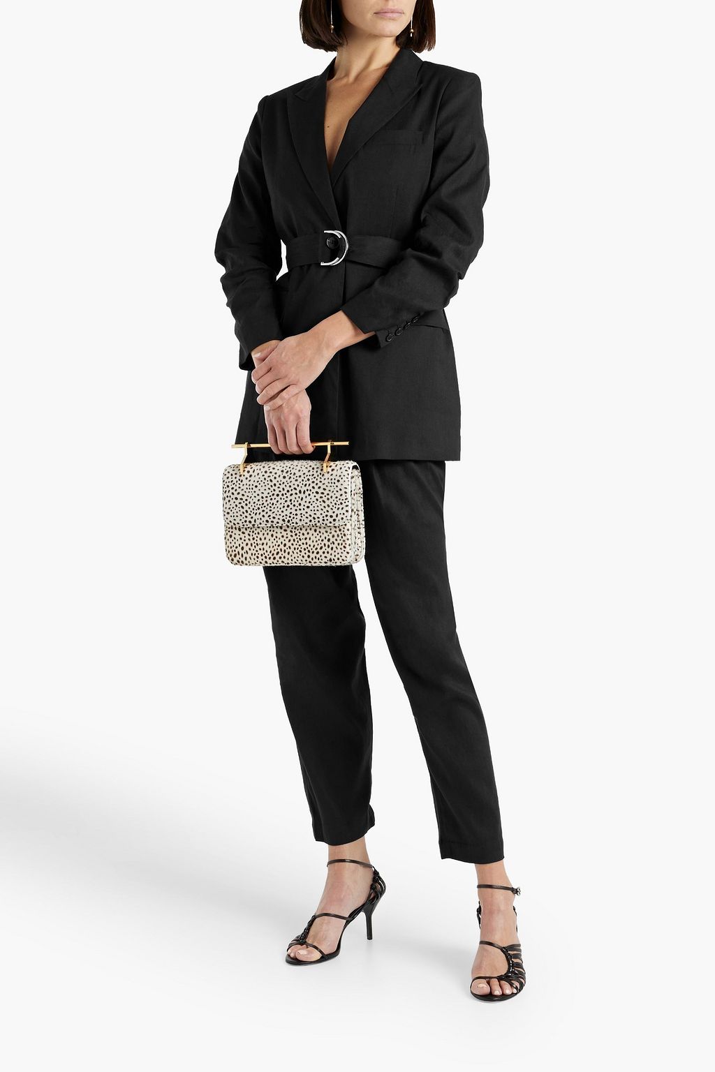 DEREK LAM 10 CROSBY Harrison 리넨 혼방 벨티드 블레이저
