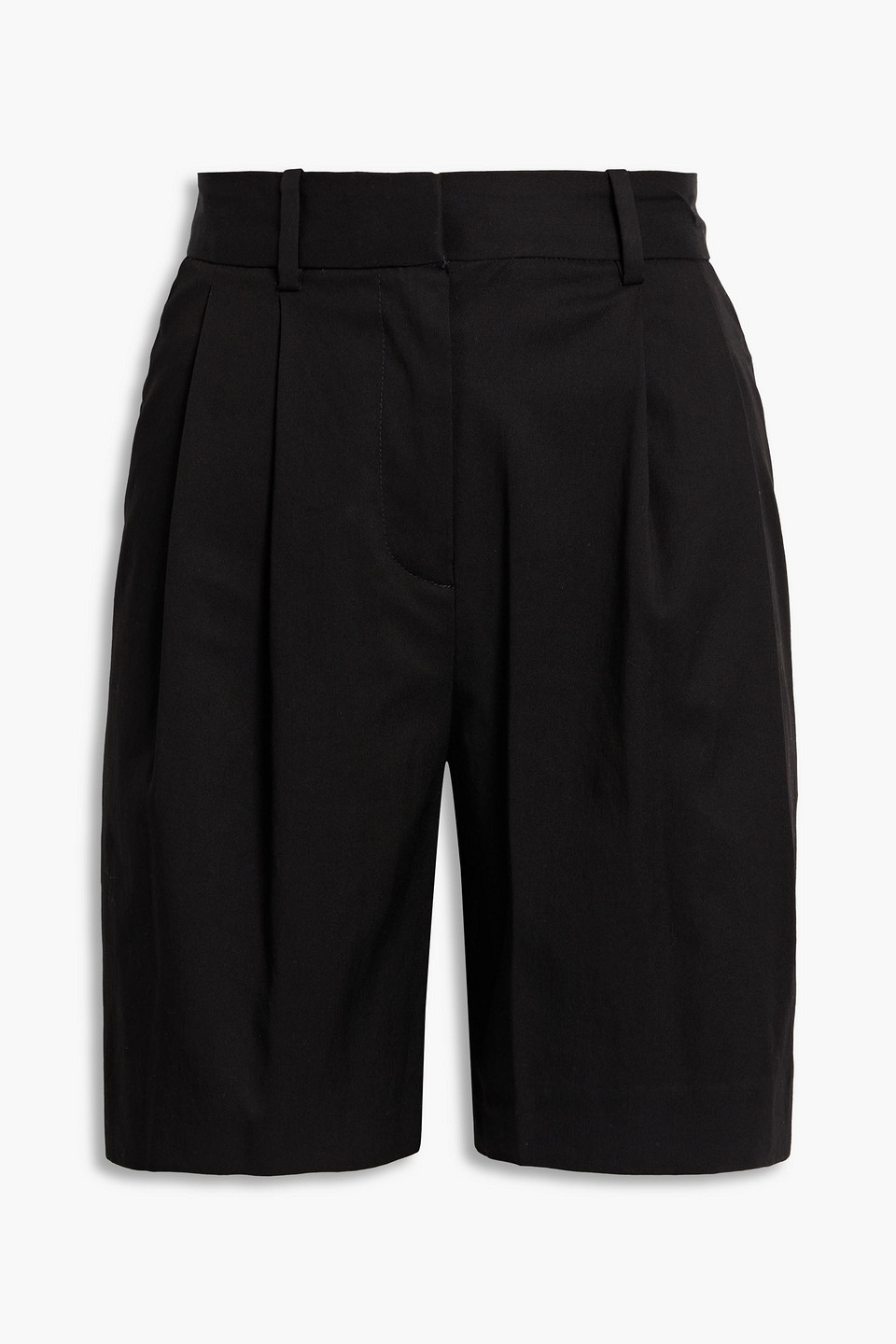 Derek Lam 10 Crosby Pleated Tencel-blend Twill Shorts In Black