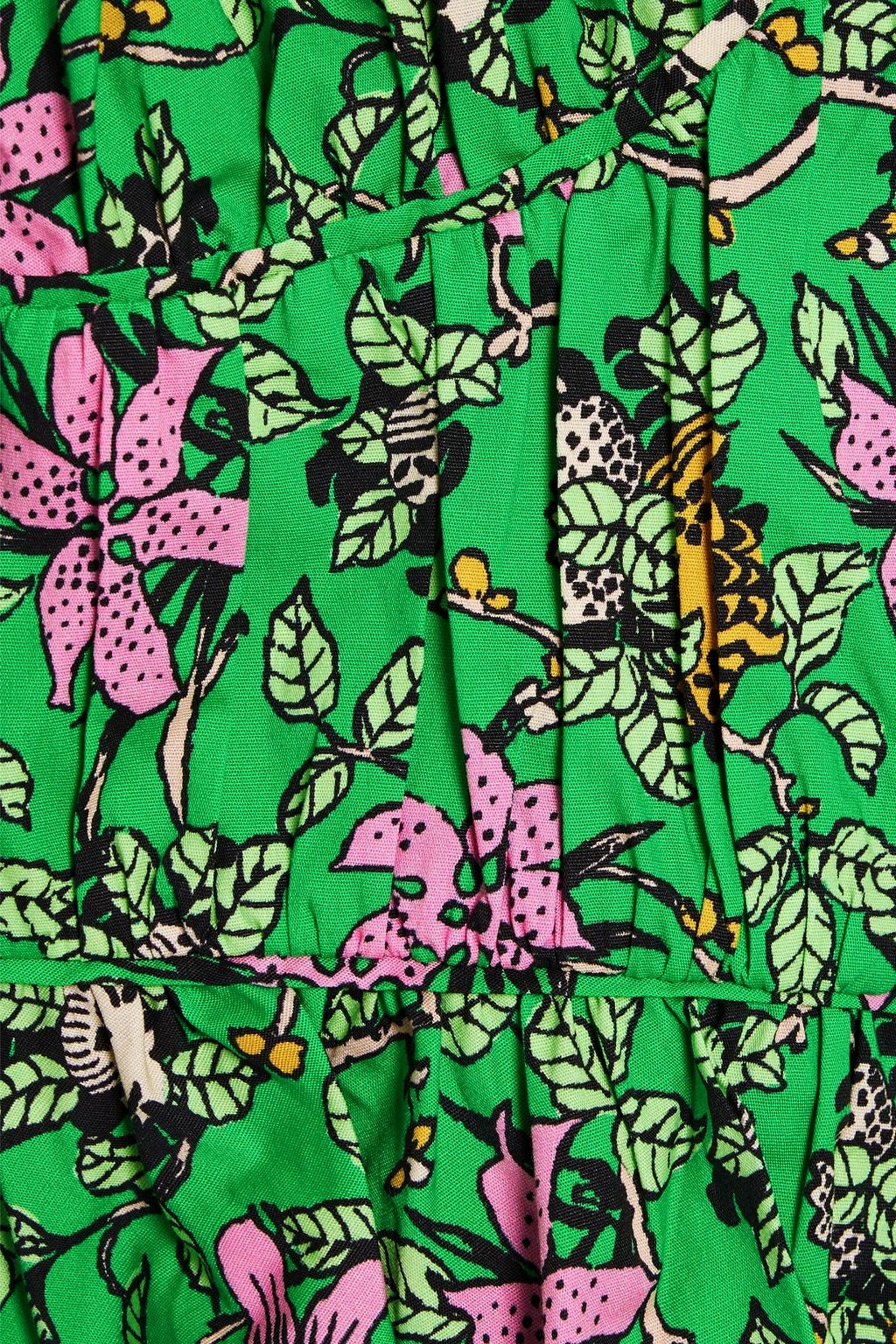 DEREK LAM 10 CROSBY Roselyn gathered floral-print cotton-blend poplin top