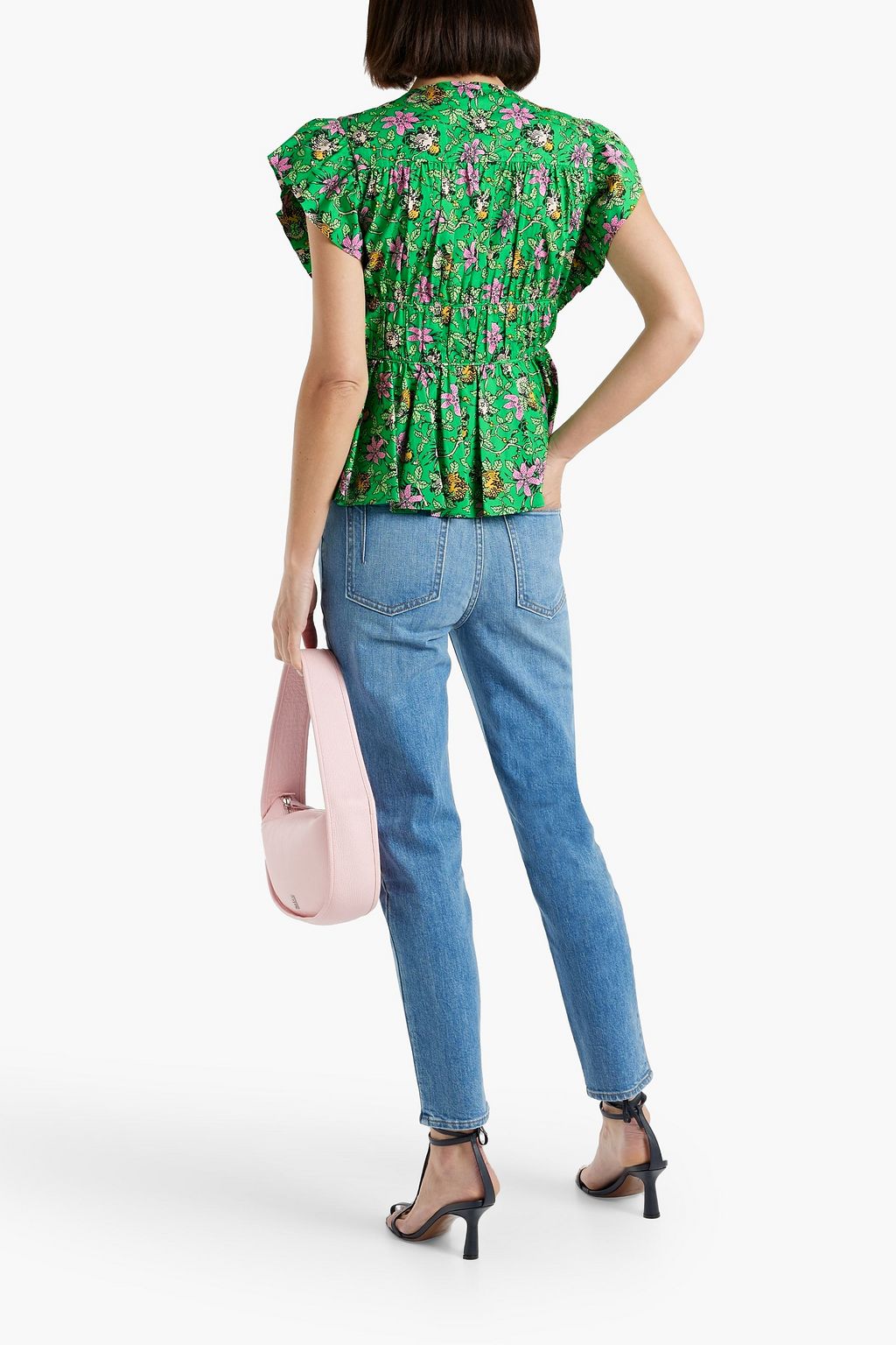 DEREK LAM 10 CROSBY Roselyn gathered floral-print cotton-blend poplin top