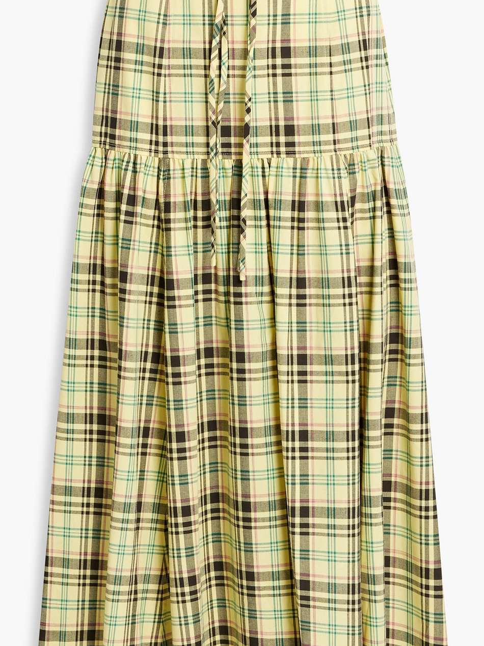 milly belted checked cotton-blend poplin maxi skirt