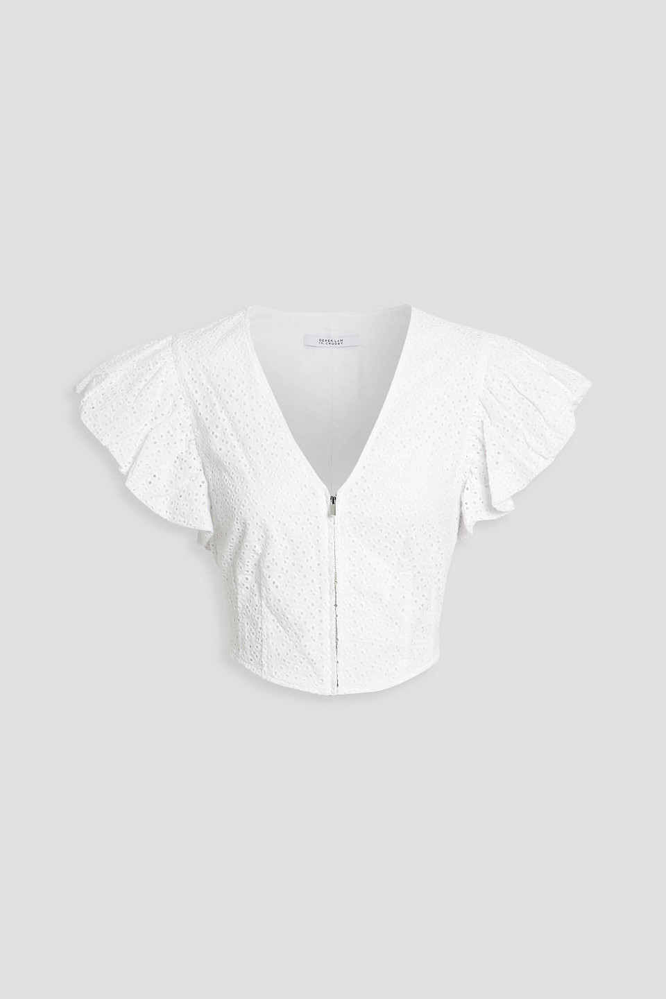 Derek Lam 10 Crosby Genna Ruffled Broderie Anglaise Cotton Bustier Top In White