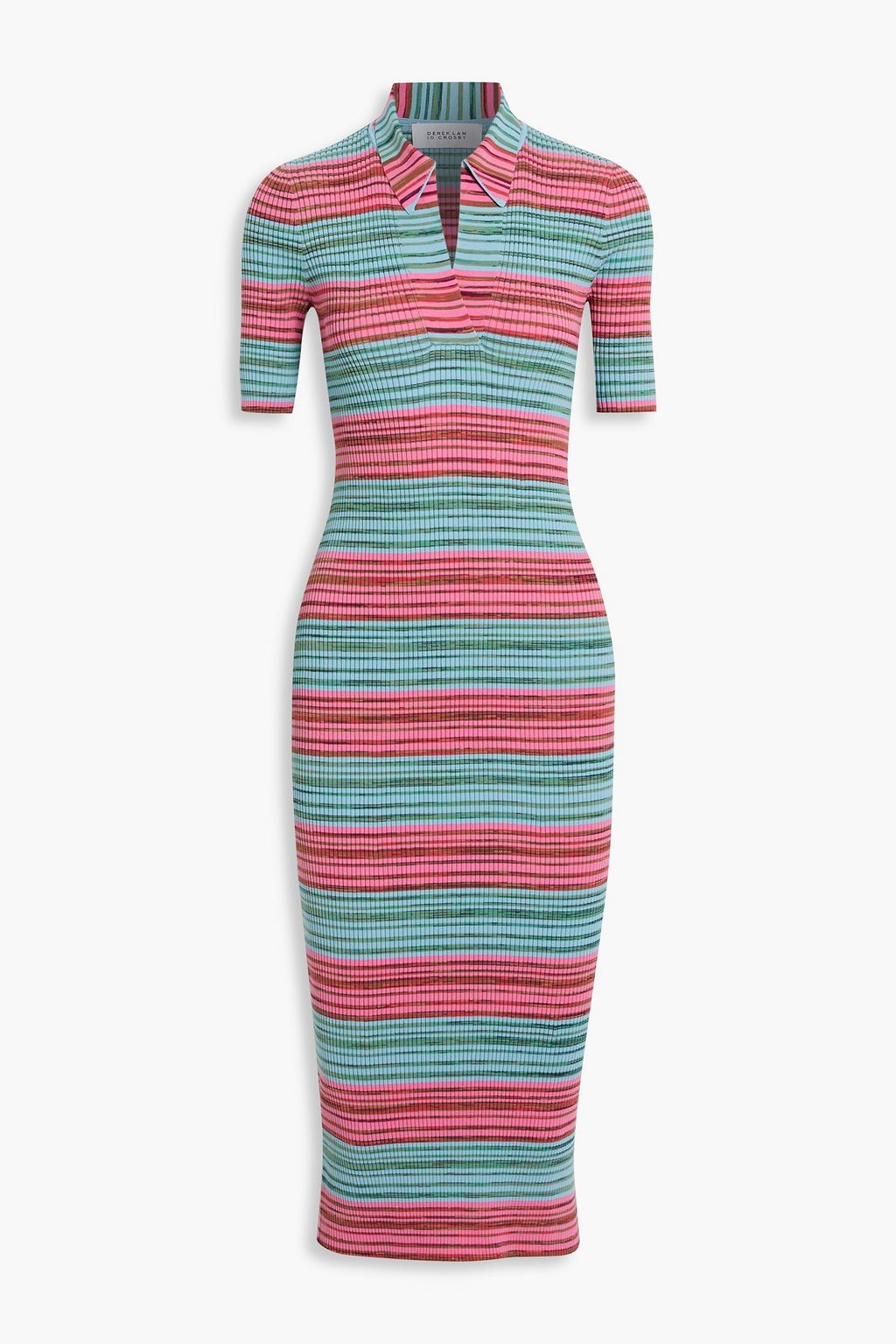 DEREK LAM 10 CROSBY Cianna striped ribbed cotton-blend midi dress | THE  OUTNET