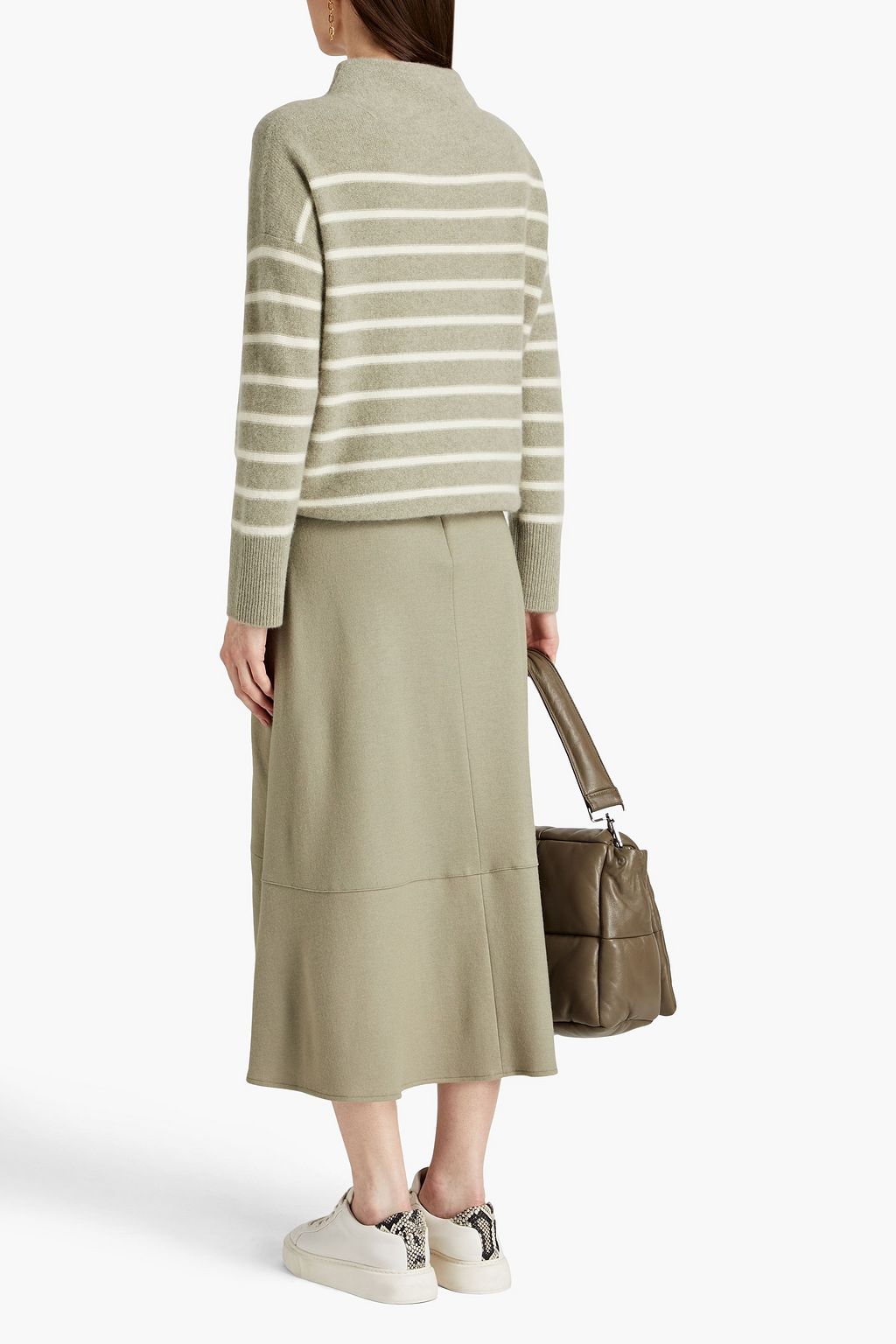 VINCE. Striped cashmere turtleneck sweater