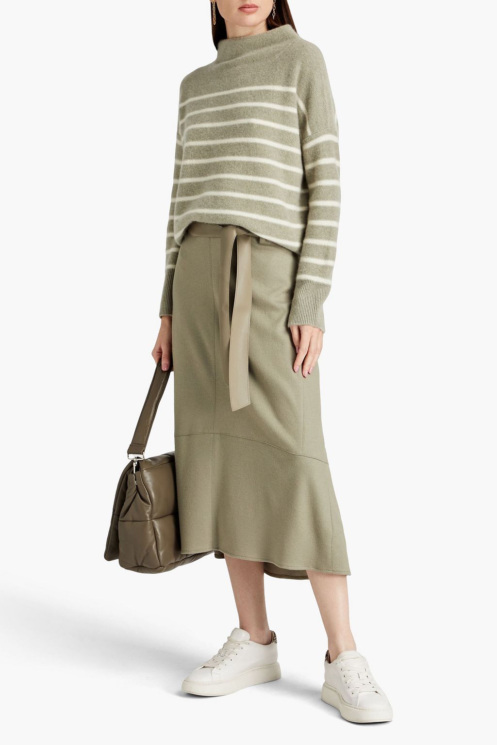 VINCE. Striped cashmere turtleneck sweater