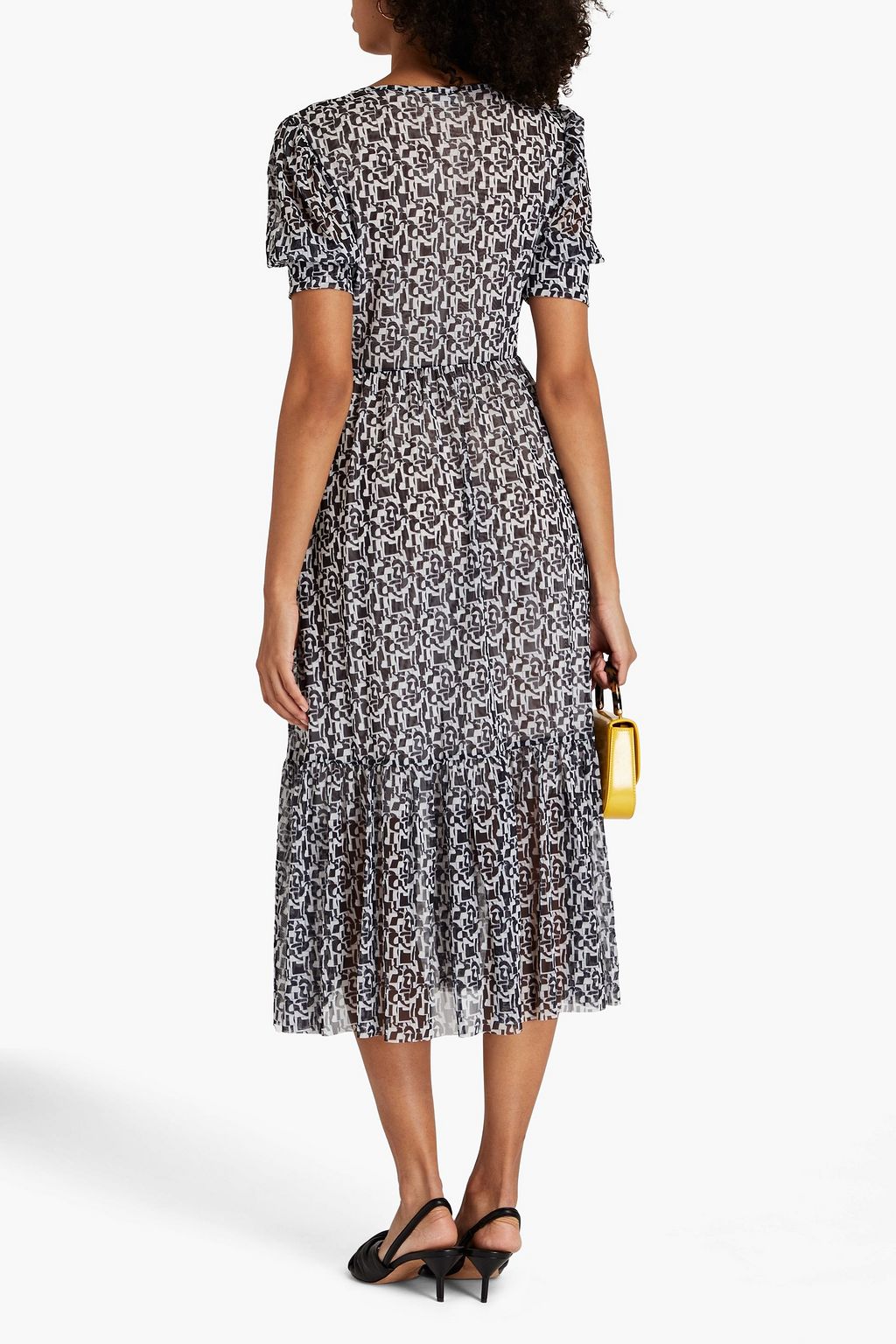 BAUM UND PFERDGARTEN Jocelyn gathered printed stretch-mesh midi dress