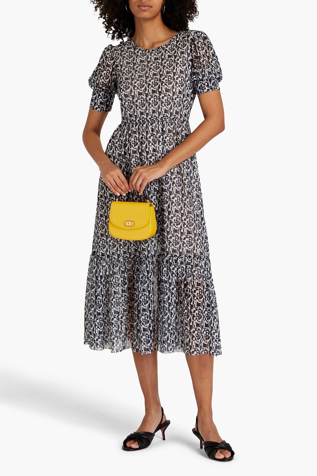 BAUM UND PFERDGARTEN Jocelyn gathered printed stretch-mesh midi dress